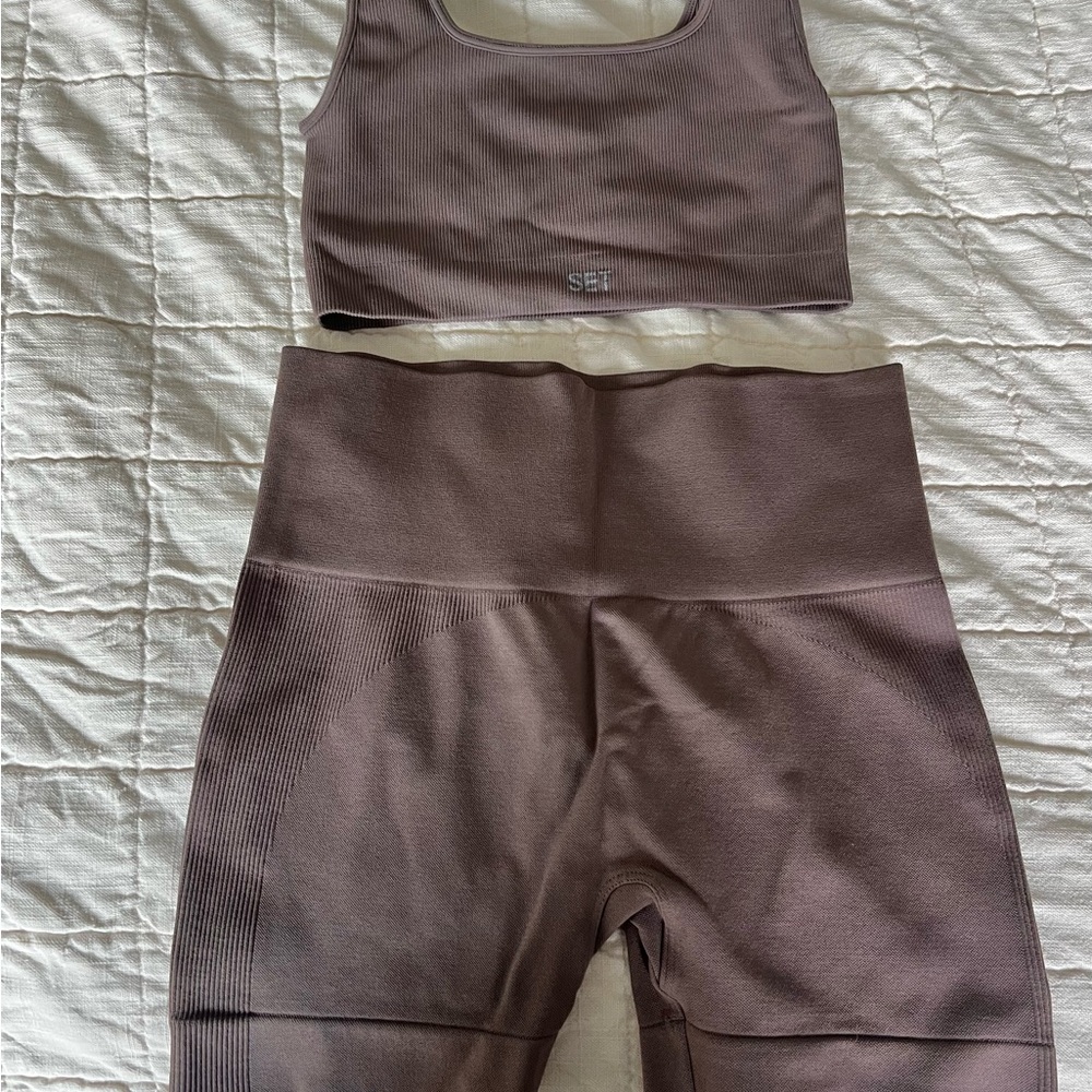 SET Active Ribbed Sports Bra and Shorts Set